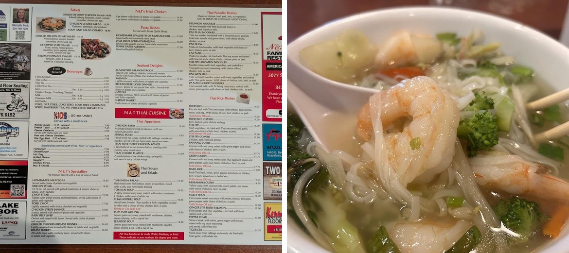 N & T Family Restaurant Menu